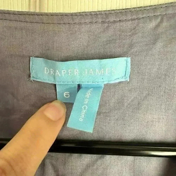 Draper James Chambray Denim Polka Dot True Wrap Dress Size 6 Preppy Midi - Picture 2 of 8